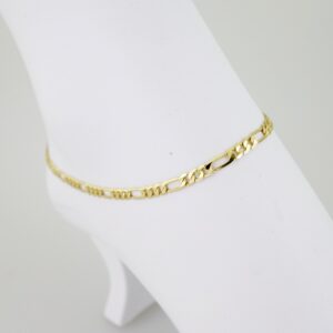 A0072 Anklets – Plain – 14K Real Color – 3mm – Figaro
