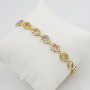 Bracelets Woman/ Pulseras Dama/Zircon Stone/ Three Tone/ 3 Colores//FREE SHIPPING OVER $50.00 DOLLAR PURCHASE///B-0075