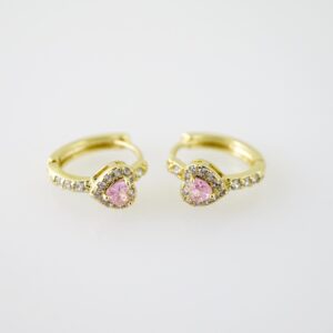 E2261 Earrings Aretes Zircon Stone 14K Real Color