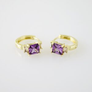 E2262 Earrings Aretes Zircon Stone 14K Real Color