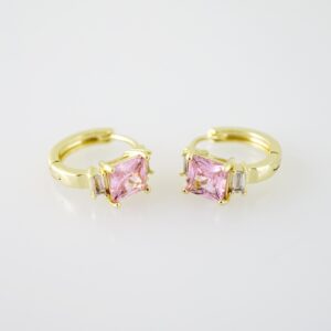 E2263 Earrings Aretes Zircon Stone 14K Real Color