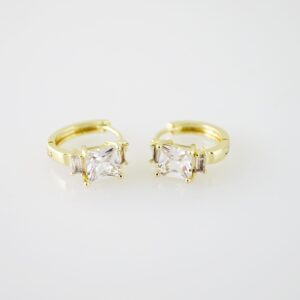 E2267 Earrings Aretes Zircon Stone 14K Real Color