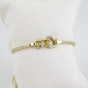 P387 Bangle  Pulsos Duros  Zircon Stone  14K Real Color
