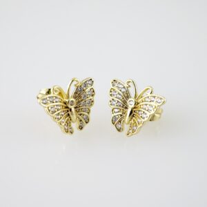 E2160 Earrings  Aretes  Zircon Stone  14K Real Color