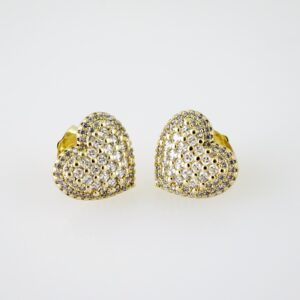 E2161  Earrings  Aretes  Zircon Stone  14K Real Color