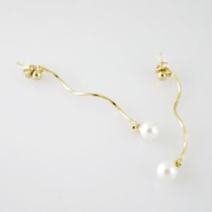 E2171 Earrings Aretes Pearl 14K Real Color