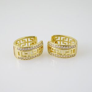 E2291 Earrings Aretes Zircon Stone 14K Real Color
