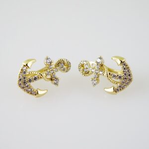 E2296 Earrings Aretes Zircon Stone 14K Real Color