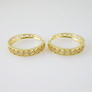 E2300 Earrings Aretes Zircon Stone 14K Real Color