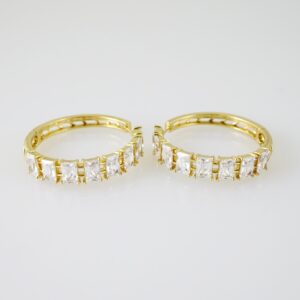 E2302 Earrings Aretes Zircon Stone 14K Real Color