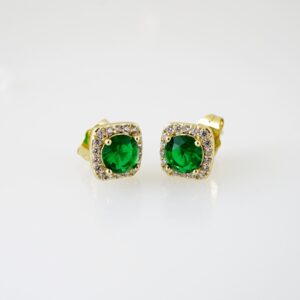 E2177 Earrings Aretes Zircon Stone 14K Real Color