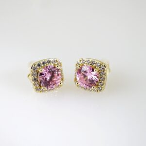 E2179 Earrings  Aretes  Zircon Stone  14K Real Color