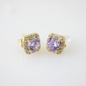 E2181 Earrings  Aretes  Zircon Stone  14K Real Color