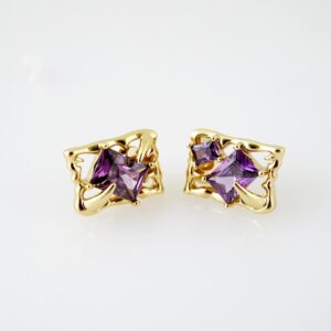 E2183 Earrings  Aretes  Zircon Stone  14K Real Color