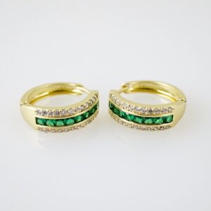 E2187 Earrings  Aretes  Zircon Stone  14K Real Color