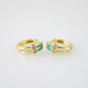 E2190 Earrings  Aretes  Zircon Stone  14K Real Color