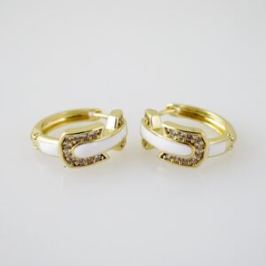 E2192 Earrings  Aretes  Zircon Stone  14K Real Color
