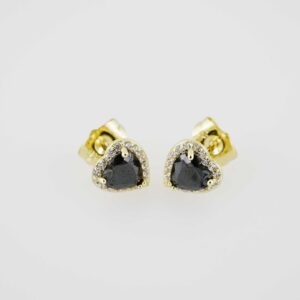 E1895 Earrings Aretes Zircon Stone 14K Real Color Black