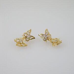 E2303 Earrings Aretes Zircon Stone 14K Real Color