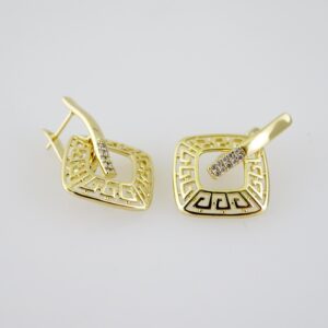 E2305 Earrings Aretes Zircon Stone 14K Real Color