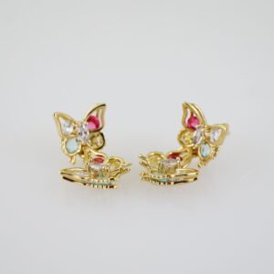 E2307 Earrings Aretes Zircon Stone 14K Real Color