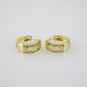 E2313 Earrings Aretes Zircon Stone 14K Real Color