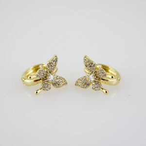 E2317 Earrings Aretes Zircon Stone 14K Real Color