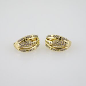 E2319 Earrings Aretes Zircon Stone 14K Real Color