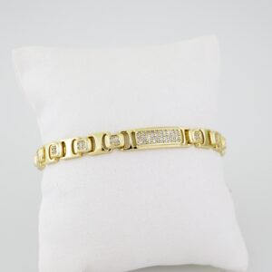 B1566 Bracelet Pulseras Zircon Stone 14K Real Color