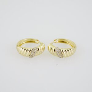 E1902 Earrings  Aretes  Zircon Stone  14K Real Color