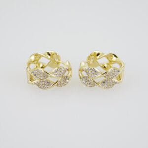E1903 Earrings  Aretes  Zircon Stone  14K Real Color
