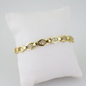 B1564 Bracelet Pulseras Zircon Stone 14K Real Color