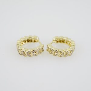 E1904 Earrings  Aretes  Zircon Stone  14K Real Color