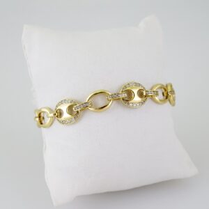B1569 Bracelet Pulseras Zircon Stone 14K Real Color