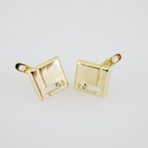 E1906 Earrings  Aretes  Zircon Stone  14K Real Color