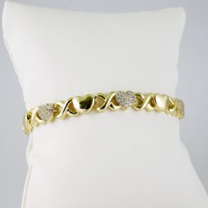 B1467 Bracelet Pulseras Zircon Stone 14K Real Color