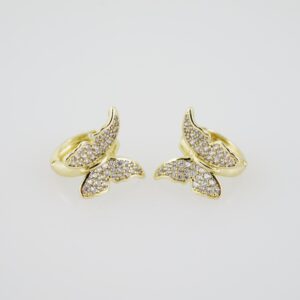 E1909 Earrings  Aretes  Zircon Stone  14K Real Color