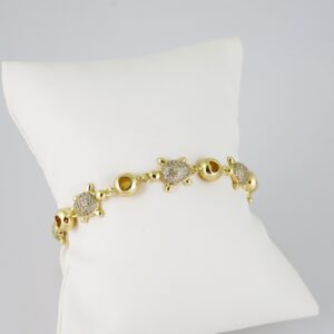 B1468 Bracelet Pulseras Zircon Stone 14K Real Color