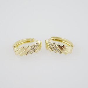 E1910 Earrings  Aretes  Zircon Stone  14K Real Color