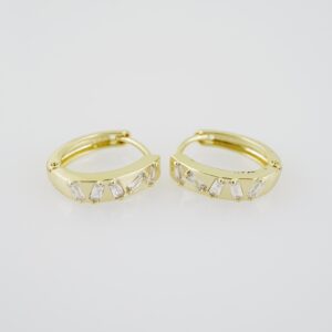 E1911 Earrings  Aretes  Zircon Stone  14K Real Color