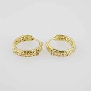 E1913 Earrings  Aretes  Zircon Stone  14K Real Color