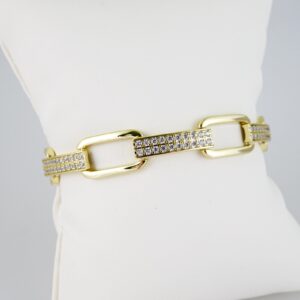 B1473 Bracelet Pulseras Zircon Stone 14K Real Color