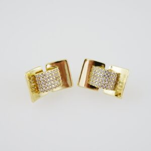 E1916 Earrings  Aretes  Zircon Stone  14K Real Color
