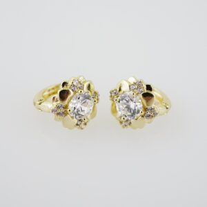 E1917 Earrings  Aretes  Zircon Stone  14K Real Color