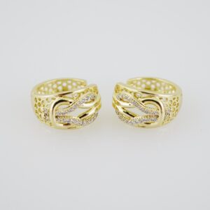 E1918 Earrings  Aretes  Zircon Stone  14K Real Color