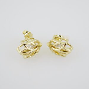 E1921 Earrings  Aretes  Zircon Stone  14K Real Color
