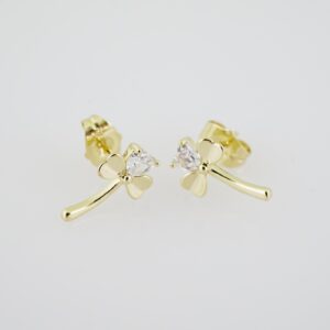 E1922 Earrings  Aretes  Zircon Stone  14K Real Color