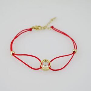 B1390 Bracelet  Pulseras  Zircon Stone  14K Real Color  Hilito Rojo