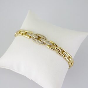 B1786 Bracelet Pulseras Zircon Stone 14K Real Color