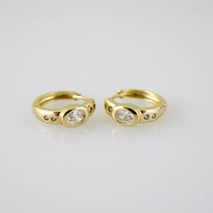 E2321 Earrings Aretes Zircon Stone 14K Real Color